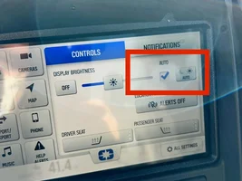 Ride command screen locked in dark mode display.